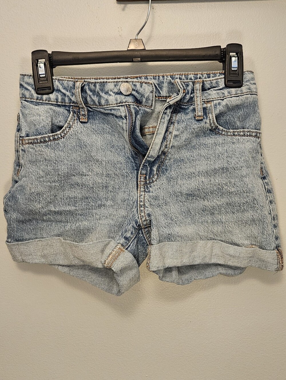 Classic Light Wash Denim Cuffed Girls Shorts